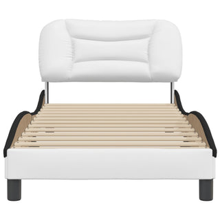 Bedframe Met Hoofdbord Kunstleer Zwart En Wit 90X190 Cm