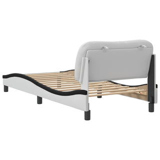 Bedframe Met Hoofdbord Kunstleer Zwart En Wit 90X190 Cm