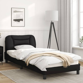 Bedframe Met Hoofdbord Kunstleer Zwart 90X200 Cm