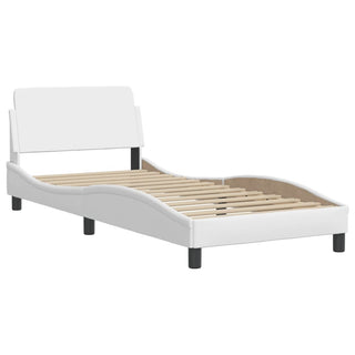 Bedframe Met Hoofdbord Kunstleer Wit 90X200 Cm