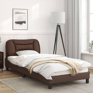 Bedframe Met Hoofdbord Kunstleer Bruin 90X200 Cm