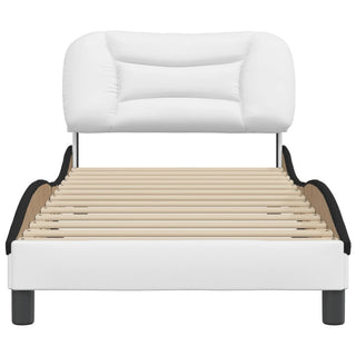 Bedframe Met Hoofdbord Kunstleer Wit En Zwart 90X200 Cm