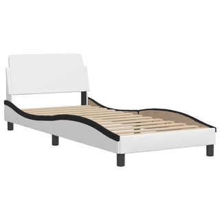 Bedframe Met Hoofdbord Kunstleer Wit En Zwart 90X200 Cm