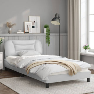 Bedframe Met Hoofdbord Kunstleer Wit 100X200 Cm