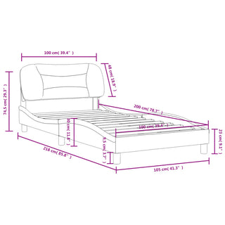 Bedframe Met Hoofdbord Kunstleer Wit 100X200 Cm