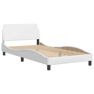 Bedframe Met Hoofdbord Kunstleer Wit 100X200 Cm