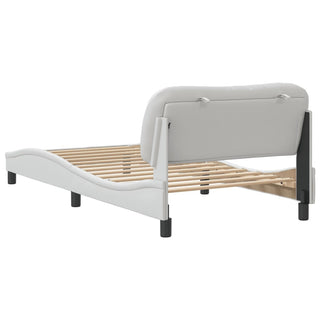 Bedframe Met Hoofdbord Kunstleer Wit 100X200 Cm