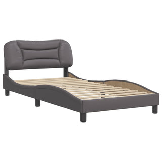 Bedframe Met Hoofdbord Kunstleer Grijs 100X200 Cm