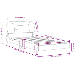 Bedframe Met Hoofdbord Kunstleer Grijs 100X200 Cm