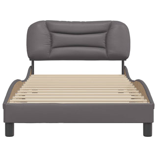 Bedframe Met Hoofdbord Kunstleer Grijs 100X200 Cm