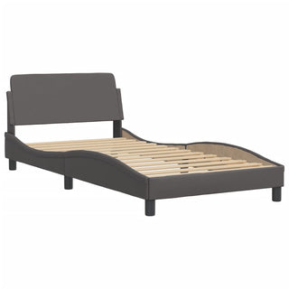 Bedframe Met Hoofdbord Kunstleer Grijs 100X200 Cm