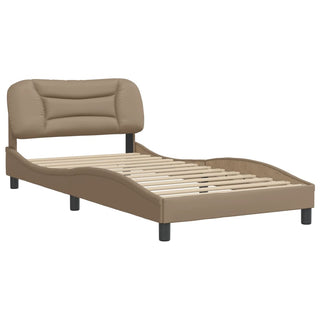 Bedframe Met Hoofdbord Kunstleer Cappuccinokleurig 100X200 Cm