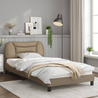 Bedframe Met Hoofdbord Kunstleer Cappuccinokleurig 100X200 Cm