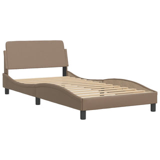 Bedframe Met Hoofdbord Kunstleer Cappuccinokleurig 100X200 Cm