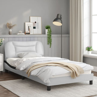 Bedframe Met Hoofdbord Kunstleer Zwart En Wit 100X200 Cm