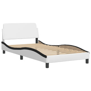 Bedframe Met Hoofdbord Kunstleer Zwart En Wit 100X200 Cm