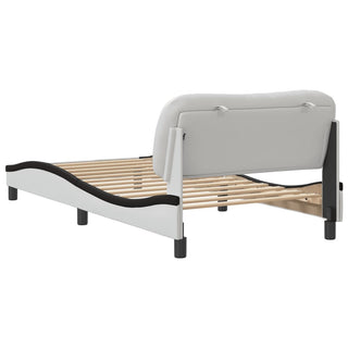 Bedframe Met Hoofdbord Kunstleer Zwart En Wit 100X200 Cm