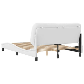 Bedframe Met Hoofdbord Kunstleer Wit 120X200 Cm