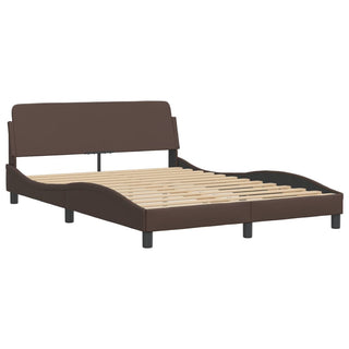 Bedframe Met Hoofdbord Kunstleer Bruin 120X200 Cm