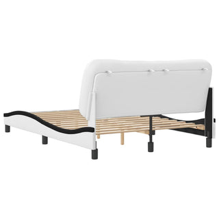 Bedframe Met Hoofdbord Kunstleer Zwart En Wit 120X200 Cm