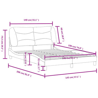 Bedframe Met Hoofdeind Kunstleer Zwart 140X190 Cm