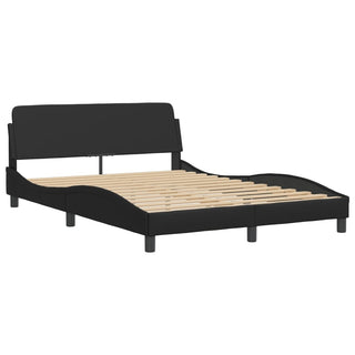 Bedframe Met Hoofdeind Kunstleer Zwart 140X190 Cm