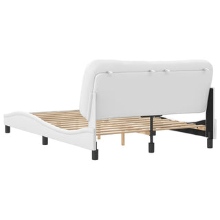 Bedframe Met Hoofdbord Kunstleer Wit 140X190 Cm