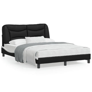 Bedframe Met Hoofdbord Kunstleer Zwart En Wit 140X190 Cm