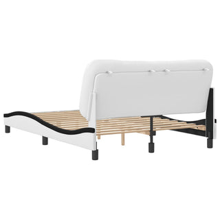 Bedframe Met Hoofdbord Kunstleer Wit En Zwart 140X190 Cm