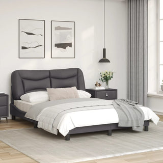 Bedframe Met Hoofdbord Kunstleer Grijs 140X200 Cm