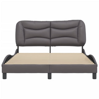 Bedframe Met Hoofdbord Kunstleer Grijs 140X200 Cm