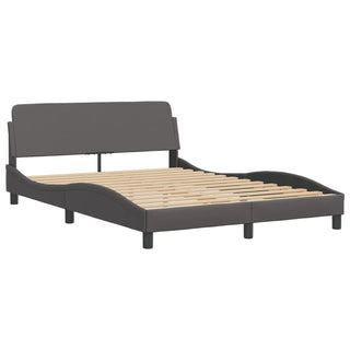 Bedframe Met Hoofdbord Kunstleer Grijs 140X200 Cm