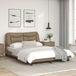 Bedframe Met Hoofdbord Kunstleer Cappuccinokleurig 140X200 Cm