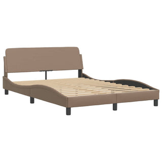 Bedframe Met Hoofdbord Kunstleer Cappuccinokleurig 140X200 Cm