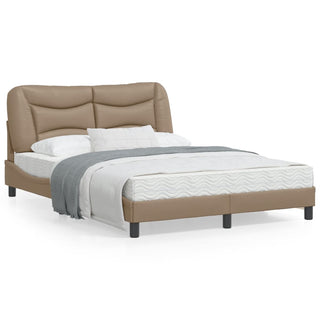 Bedframe Met Hoofdbord Kunstleer Cappuccinokleurig 140X200 Cm