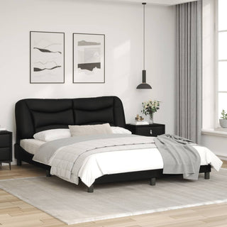 Bedframe Met Hoofdbord Kunstleer Zwart 160X200 Cm