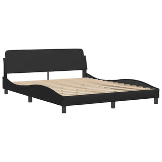 Bedframe Met Hoofdbord Kunstleer Zwart 160X200 Cm