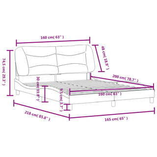 Bedframe Met Hoofdbord Kunstleer Wit 160X200 Cm