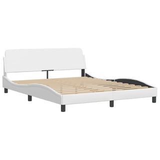 Bedframe Met Hoofdbord Kunstleer Wit 160X200 Cm