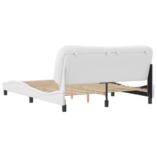 Bedframe Met Hoofdbord Kunstleer Wit 160X200 Cm