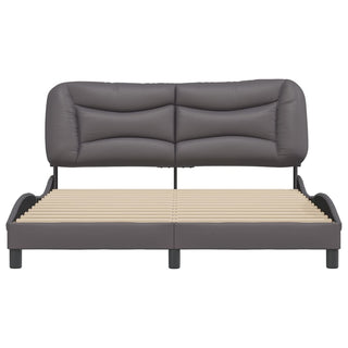 Bedframe Met Hoofdbord Kunstleer Grijs 160X200 Cm