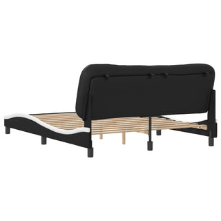 Bedframe Met Hoofdbord Kunstleer Zwart En Wit 160X200 Cm