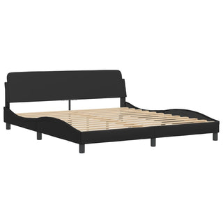 Bedframe Met Hoofdbord Kunstleer Zwart 180X200 Cm