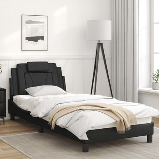 Bedframe Met Hoofdbord Kunstleer Zwart 80X200 Cm