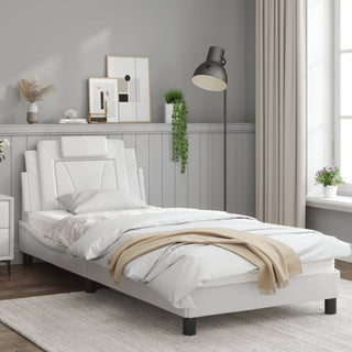 Bedframe Met Hoofdbord Kunstleer Wit 80X200 Cm