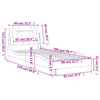 Bedframe Met Hoofdbord Kunstleer Wit 80X200 Cm