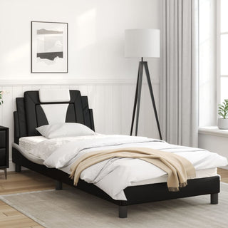 Bedframe Met Hoofdbord Kunstleer Zwart En Wit 80X200 Cm