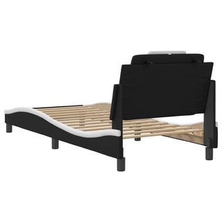 Bedframe Met Hoofdbord Kunstleer Zwart En Wit 80X200 Cm