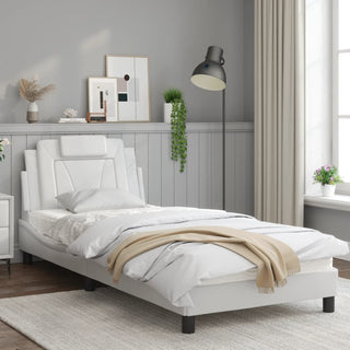 Bedframe Met Hoofdbord Kunstleer Wit 90X190 Cm