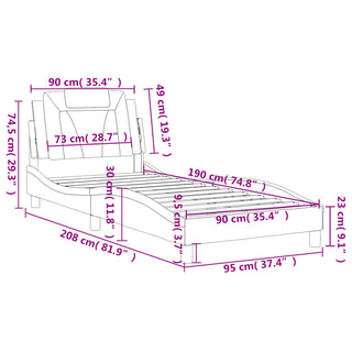 Bedframe Met Hoofdbord Kunstleer Wit 90X190 Cm